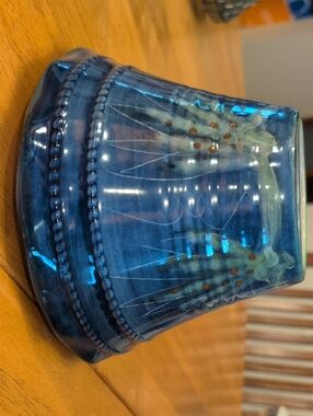 Yankee Candle Deep Blue Ceramic Vase with Green Floral Accents